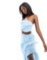 Фото #2 товара In The Style bandeau frill top co-ord in baby blue