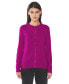 Women's 100% Cashmere Button Front Long Sleeve Crewneck Cardigan Sweater (1575, Azalea, Large )