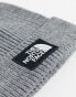 The North Face Logo patch cuffed beanie in grey