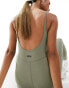 ASOS 4505 scoop back all in one with inner bra in soft touch fabric in khaki 44 - фото #6