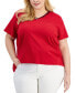 ფოტო #1 პროდუქტის Plus Size V-Neck Dot-Print Top