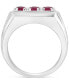 ფოტო #3 პროდუქტის EFFY® Men's Ruby Three Stone Ring (1 ct. t.w.) in Sterling Silver (Also in Sapphire)