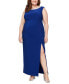 Plus Size Embellished-Neck Side-Slit Dress Синий, 18W - фото #1