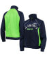 ფოტო #2 პროდუქტის Women's College Navy and Neon Green Seattle Seahawks Backfield Raglan Full-Zip Track Jacket