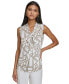 ფოტო #1 პროდუქტის PARIS Women's Printed Sleeveless Bow Blouse