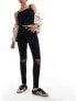 Dr Denim Lexy skinny fit mid waist with ripped knees in clean black wash