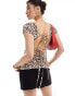 ASOS DESIGN short sleeve slinky top with tie back in leopard print