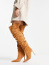 ASOS DESIGN Kingdom heeled ruched over the knee boots in tan