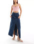 Фото #1 товара Moon River front slit denim midi skirt in mid blue