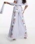 Фото #8 товара Maya contrast floral embellished sharara trouser in pale blue co-ord