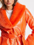 Фото #3 товара Annorlunda vinyl faux fur trim jacket in orange