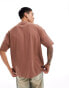 Фото #3 товара ASOS DESIGN oversized t-shirt with rib detailing in brown