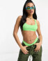 Фото #1 товара Speedo scoop front multi tie bikini top in green