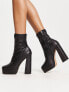 NA-KD platform high heeled boots in black