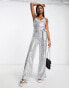 Фото #8 товара Extro & Vert cami wide leg jumpsuit in silver sequin
