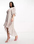 Фото #4 товара Collective the Label Curve exclusive high low ruffle maxi dress in ivory rose