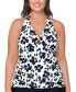 ფოტო #1 პროდუქტის Plus Size Floral-Print Halter Tankini Top, Created for Macy's