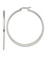 ფოტო #1 პროდუქტის Stainless Steel Polished and Textured Hoop Earrings