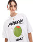 Фото #1 товара ASOS DESIGN oversized t-shirt with Italy Olive graphic in white