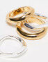 Фото #4 товара Topshop Rory pack of 4 mixed molten rings in multi plated