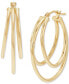 ფოტო #1 პროდუქტის Graduated Small Triple Split Hoop Earrings in 10k Gold