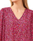 Women's Printed Long-Sleeve Smocked-Cuff Blouse