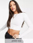 Фото #1 товара ASOS DESIGN Tall fitted crop t-shirt with long sleeve in white