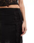 Monki lace trim mini skirt with thigh split in black