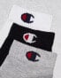 Champion 3 pack crew socks in grey white and black