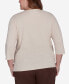 ფოტო #2 პროდუქტის Plus Size Wine Country Abstract Wave Solid Beaded Split Neck Top