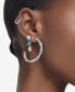Rhodium-Plated Medium Mixed Crystal C-Hoop Earrings, 1.54"