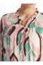 LCW Grace Kaçık Yaka Desenli Uzun Kollu Kadın Bluz