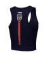 ფოტო #2 პროდუქტის Women's Navy Houston Astros Fast Lane Fitted Tri-Blend Cropped Tank Top