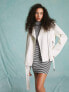 Miss Selfridge oversized faux leather biker jacket in white