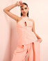 Фото #1 товара ASOS LUXE halter neck tailored waist coat with bow back detail in peach