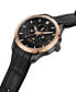 ფოტო #2 პროდუქტის Men's Multifunction Dress Sport Black Genuine Leather Silicone Watch 42mm