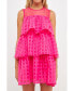 Women's Organza Gridded Tiered Sleeveless Mini Dress