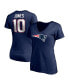 ფოტო #1 პროდუქტის Women's Mac Jones Navy New England Patriots Logo Player Icon Name Number V-Neck T-shirt