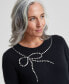 ფოტო #3 პროდუქტის Women's Cashmere Bow-Embellished Crewneck Sweater, Created for Macy's