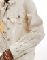 & Other Stories western denim over shirt with self-fabric fringing in off white