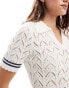 Фото #3 товара Miss Selfridge crochet contrast polo collar mini dress in cream