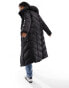 River Island panelled puffer coat in black