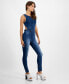 Фото #3 товара Women's Lola Open-Back Skinny Denim Jumpsuit