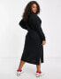 Yours collared knitted midi dress in black