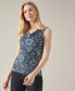 ფოტო #2 პროდუქტის Petite Printed Sleeveless Cowlneck Blouse