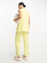 ASOS DESIGN tapered mom trouser with linen in lemon