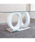 Contemporary Design Tempered Glass Dining Table With MDF Middle Support And Stainless Steel Base