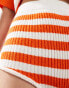 Mango knitted stripe co-ord shorts in orange