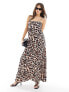 Фото #1 товара ASOS DESIGN crushed satin slip midi dress in animal print