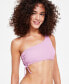 Фото #1 товара Juniors' One-Shoulder Side-Shirred Bikini Top, Created For Macy's